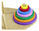 Torre De Hanoi Triangular Com Argolas De Eva  7 Tamanhos E Cores | Base De Madeira 23 Cm | Kit Educativa Prática Para Atividades