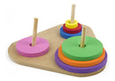 Torre De Hanoi Triangular Com Argolas De Eva  7 Tamanhos E Cores | Base De Madeira 23 Cm | Kit Educativa Prática Para Atividades