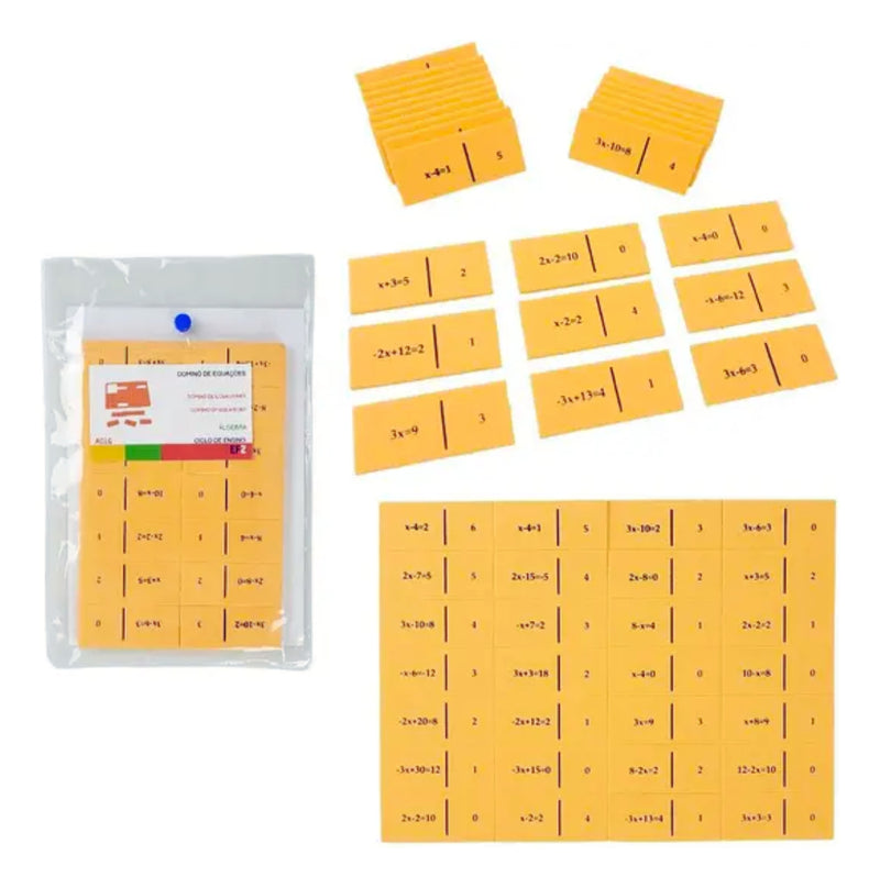 Dominó de Equações 1º Grau Educativo Em EVA C/ 28 Peças MMP