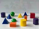Mini Sólidos Geométricos Coloridos E Livro Para Ensino E Aulas De Matemática Volumes E Conceitos Espaciais MMP - 12 Peças